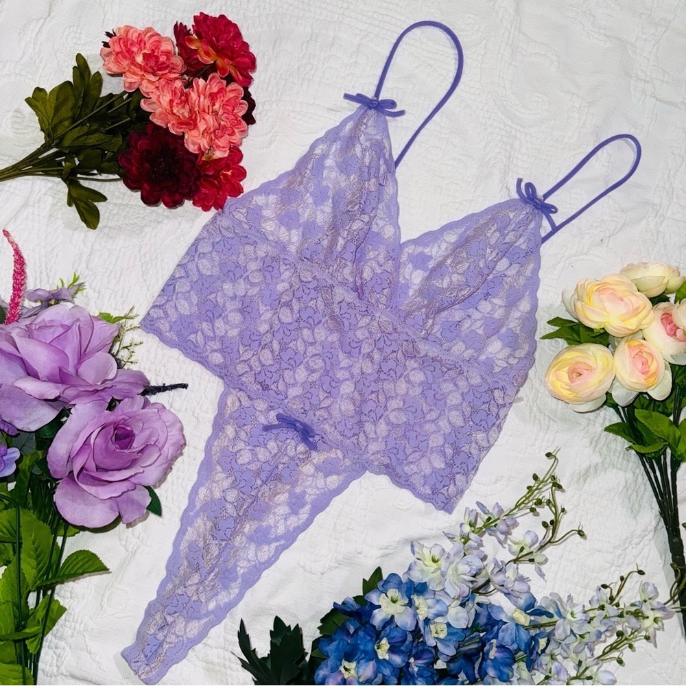 Vintage 90s Purple Lavender Lilac Teddy Intimates Sleepwear Sheer Lace Bodysuit